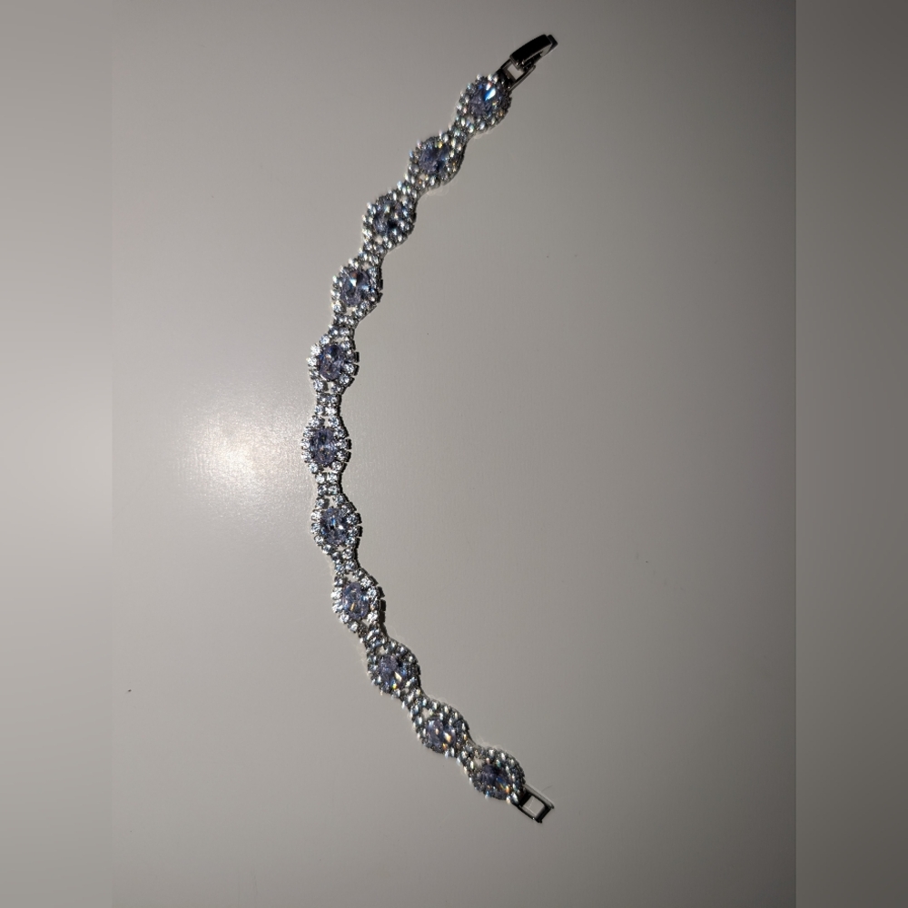 Moissanite and Rhodium-Plated 7.5" Tennis Bracelet
